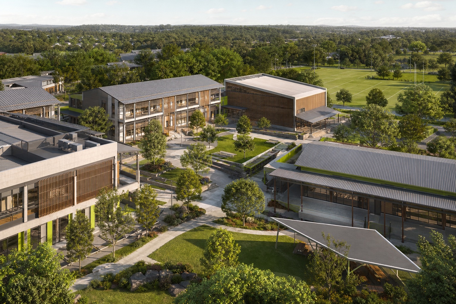 Illustrative visualization of a contemporary school campus